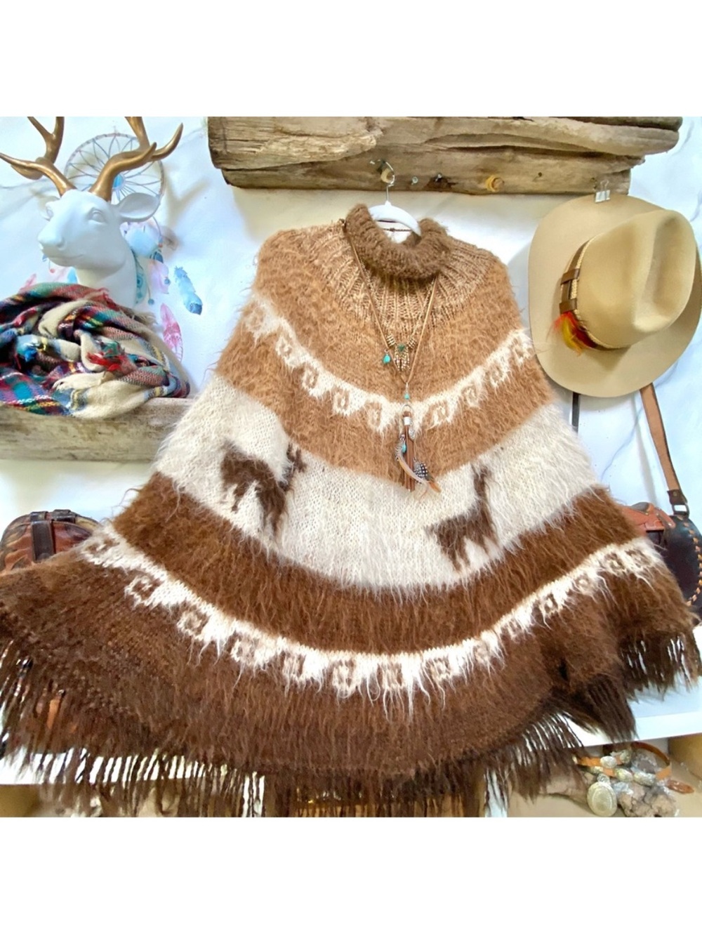 Vintage Rare Alpaca Wool Poncho